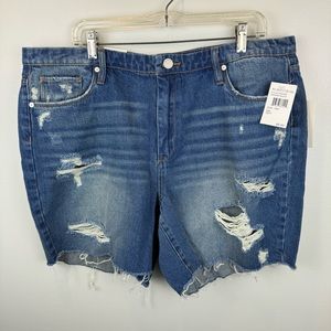 Blank NYC Jean Shorts 18W High Rise Distressed Denim Cotton NEW